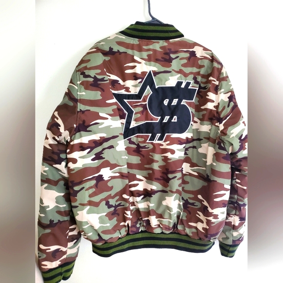 HUDSON Money Team Flight Bomber Puffer Camo Jacket 4X - Picture 2 of 6
